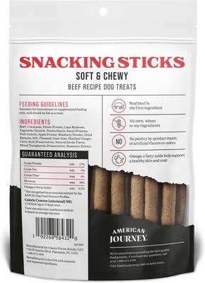 Show full view: American Journey Beef Recipe Grain-Free Soft & Chewy Snacking Sticks Dog Treats, 6-oz bag slide 3 of 10