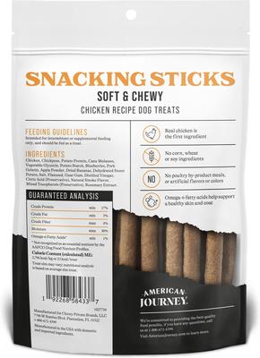 Show full view: American Journey Chicken Recipe Grain-Free Soft & Chewy Snacking Sticks Dog Treats, 6-oz bag slide 3 of 11