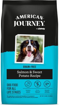 Show full view: American Journey Chicken & Salmon Recipe Canned Food + Salmon & Sweet Potato Recipe Dry Dog Food slide 2 of 10