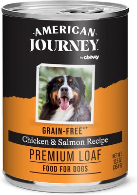 Show full view: American Journey Chicken & Salmon Recipe Canned Food + Salmon & Sweet Potato Recipe Dry Dog Food slide 6 of 10