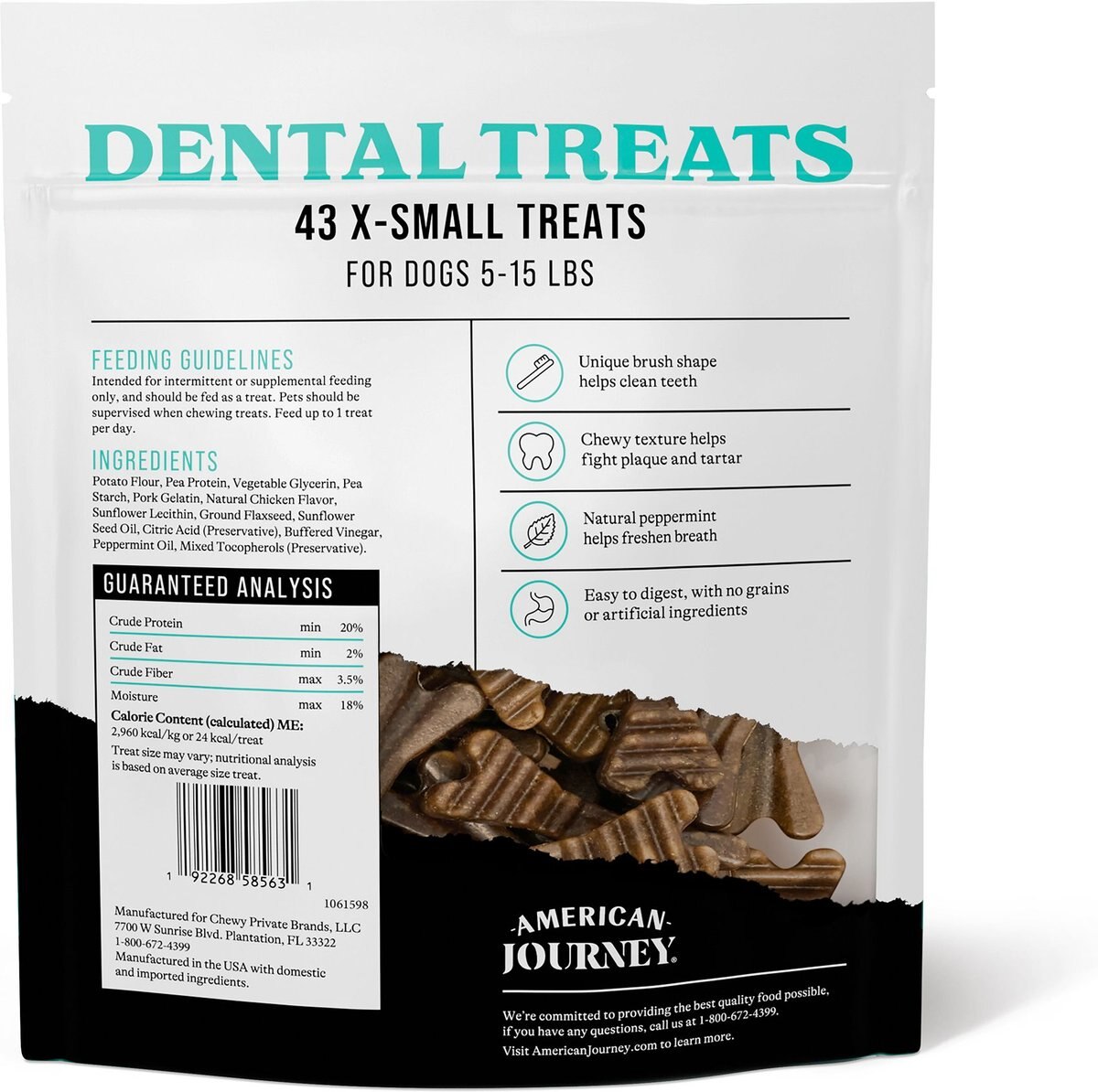 American Journey Grain-Free Small Dental Dog Treats Mint Flavor