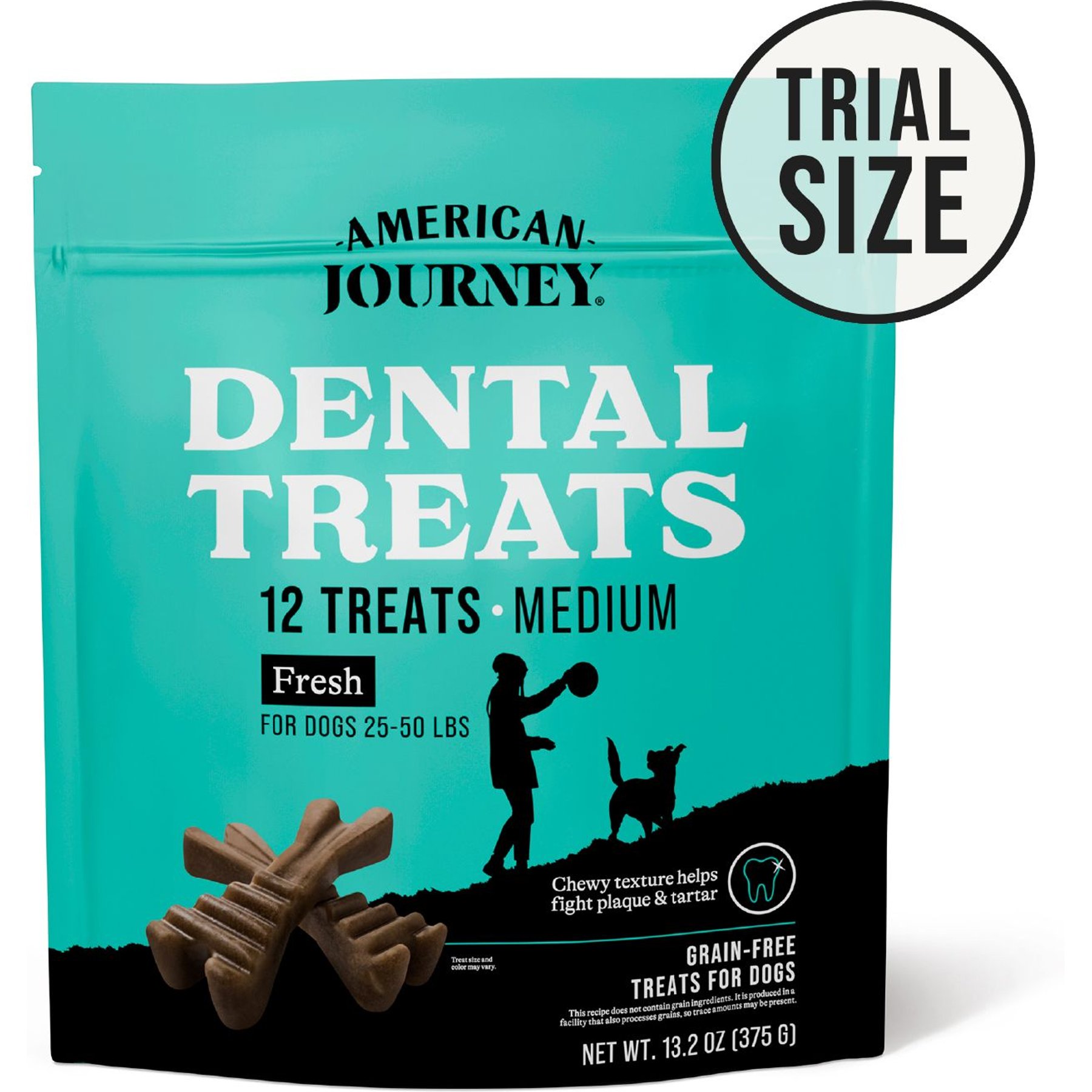American Journey Grain-Free Medium Dental Dog Treats Mint Flavor, 12 count