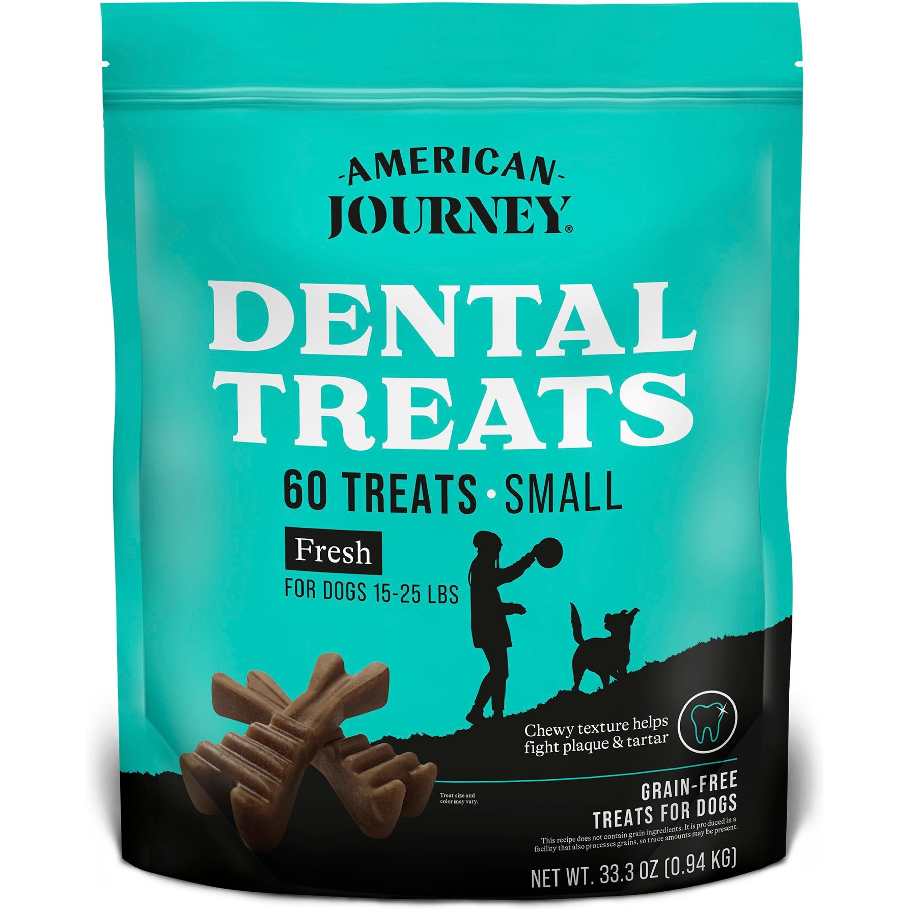 American Journey Grain-Free Small Dental Dog Treats Mint Flavor, 60 count