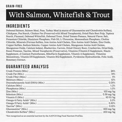 Show full view: American Journey Grain-Free with Salmon, Whitefish & Trout Dry Dog Food, 24-lb bag slide 10 of 12