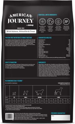 Show full view: American Journey Grain-Free with Salmon, Whitefish & Trout Dry Dog Food, 24-lb bag slide 3 of 12