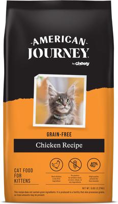 Show full view: American Journey Kitten Chicken Recipe Grain-Free Dry Cat Food, 5-lb bag + American Journey Kitten Minced Chicken Recipe in Gravy Grain-Free Canned Cat Food, 3-oz, case of 24 slide 6 of 9