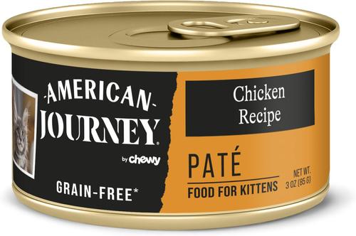 Show full view: American Journey Kitten Chicken Recipe Grain-Free Dry Cat Food, 5-lb bag + American Journey Kitten Pate Chicken Recipe Grain-Free Canned Cat Food, 3-oz, case of 24 slide 2 of 9