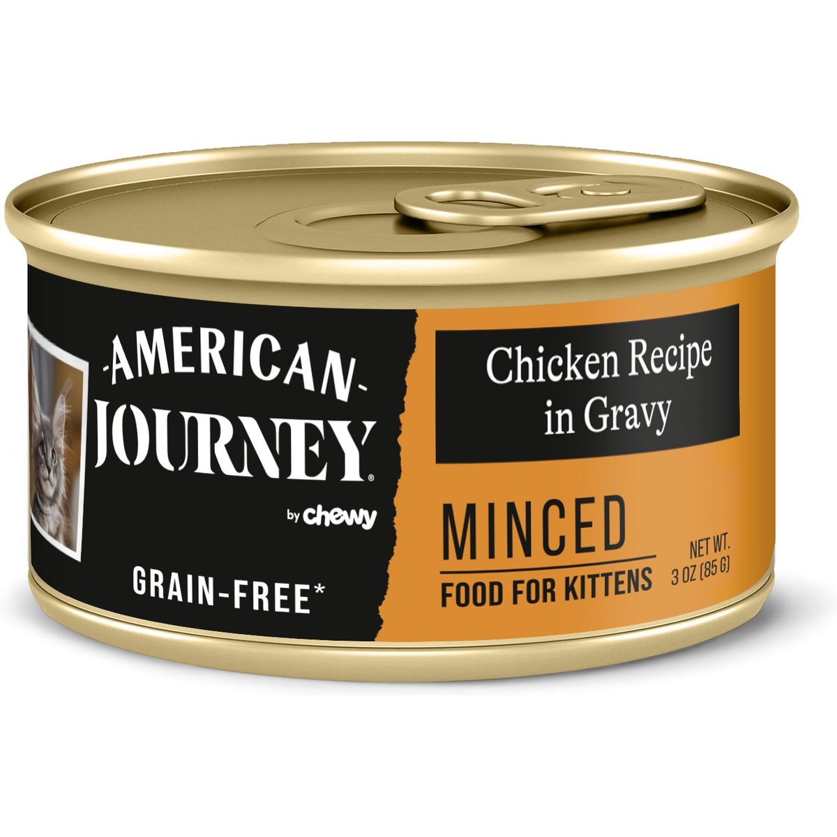 American Journey Kitten Minced Chicken Recipe in Gravy Grain-Free Canned Cat Food, 3-oz can, case of 24