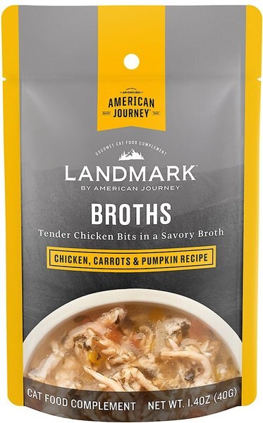 American Journey Landmark Broths Chicken, Carrots & Pumpkin Recipe Wet Cat Food Complement Pouches, 1.4-oz case of 16