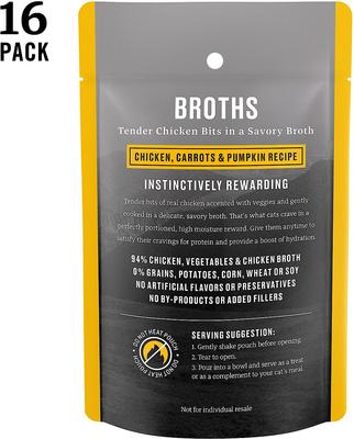 Show full view: American Journey Landmark Broths Chicken, Carrots & Pumpkin Recipe Wet Cat Food Complement Pouches, 1.4-oz case of 16 slide 3 of 11