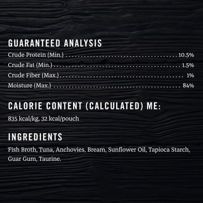 Show full view: American Journey Landmark Broths Tuna, Anchovies & Whitefish Recipe Wet Cat Food Complement Pouches, 1.4-oz case of 16 slide 9 of 11