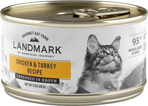 Show full view: American Journey Landmark Chicken & Turkey Recipe in Broth Grain-Free Canned Cat Food, 3-oz can, bundle of 24  slide 3 of 12