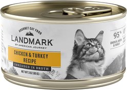 American Journey Landmark Chicken & Turkey Recipe in Broth Grain-Free Canned Cat Food, 3-oz can, case of 12