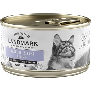 American Journey Landmark Mackerel & Tuna Recipe in Broth Grain-Free Canned Cat Food, 3-oz can, case of 12