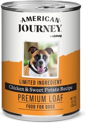 American Journey Limited Ingredient Diet Premium Loaf Chicken & Sweet Potato Recipe Grain-Free Canned Dog Food, 12.5-oz can, case of 12