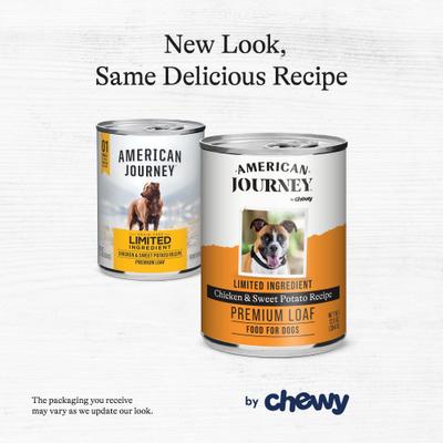 Show full view: American Journey Limited Ingredient Diet Chicken & Sweet Potato Recipe Grain-Free Canned Dog Food, 12.5-oz can, bundle of 24  slide 3 of 11