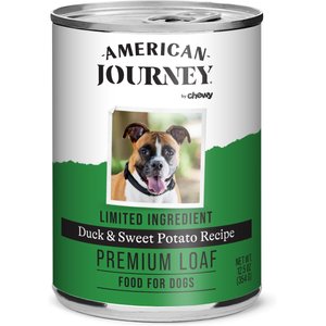 American Journey Limited Ingredient Diet Premium Loaf Duck & Sweet Potato Recipe Grain-Free Canned Dog Food, 12.5-oz can, case of 12