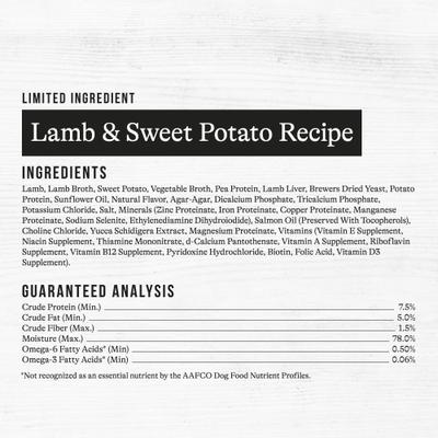 Show full view: American Journey Limited Ingredient Diet Premium Loaf Lamb & Sweet Potato Recipe Grain-Free Canned Dog Food, 12.5-oz can, case of 12 slide 10 of 11