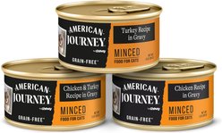 American Journey Minced Poultry in Gravy Variety Pack Grain-Free Canned Cat Food, 3-oz can, case of 24