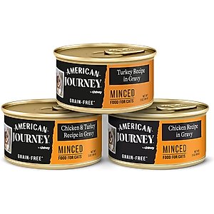 American Journey Minced Poultry in Gravy Variety Pack Grain-Free Canned Cat Food, 3-oz can, case of 24