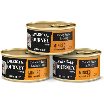 American Journey American Journey Minced Poultry in Gravy Variety Pack High Protein Canned Cat Food, 3-oz, case of 24