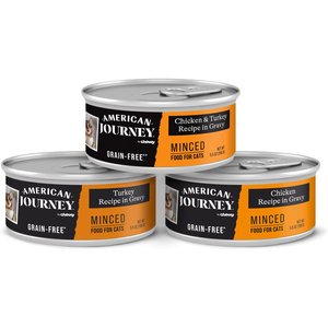 American Journey Minced Poultry in Gravy Variety Pack Grain-Free Canned Cat Food, 5.5-oz can, case of 24