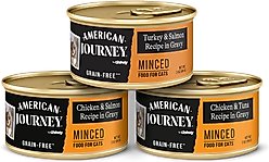 American Journey Minced Poultry & Seafood in Gravy Variety Pack Grain-Free Canned Cat Food, 3-oz can, case of 24
