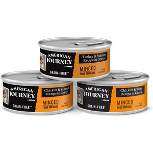 American Journey Minced Poultry & Seafood in Gravy Variety Pack Grain-Free Canned Cat Food, 5.5-oz can, case of 24