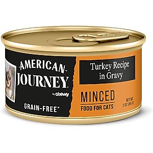 American Journey Minced Turkey Recipe in Gravy Grain-Free Canned Cat Food, 3-oz can, case of 24
