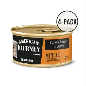 American Journey Minced Turkey Recipe in Gravy Grain-Free Canned Cat Food, 3-oz can, case of 4