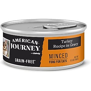 American Journey Minced Turkey Recipe in Gravy Grain-Free Canned Cat Food, 5.5-oz can, case of 24