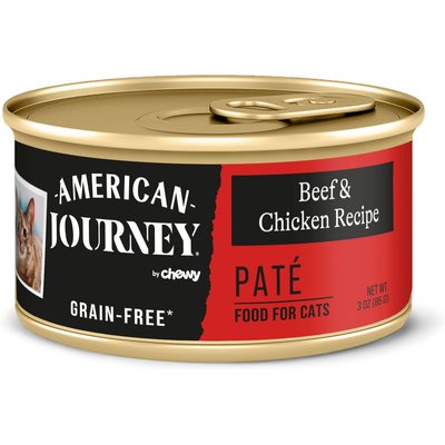 American Journey American Journey Pate Beef & Chicken Recipe Grain-Free Canned Cat Food, 3-oz can, case of 24