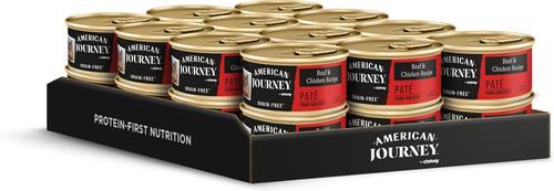 Show full view: American Journey Pate Beef & Chicken Recipe Grain-Free Canned Cat Food, 3-oz can, case of 24 slide 3 of 11