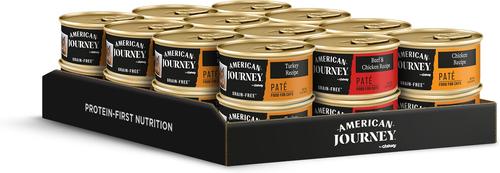 Show full view: American Journey Pate Poultry & Beef Variety Pack Grain-Free Canned Cat Food, 3-oz can, case of 24 slide 3 of 13