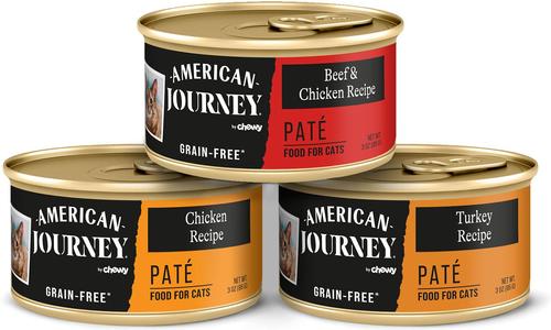 Show full view: American Journey Pate Poultry & Beef Variety Pack Grain-Free Canned Cat Food, 3-oz can, bundle of 48  slide 3 of 12
