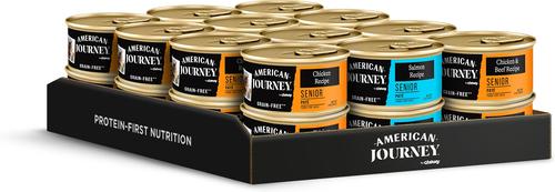 Show full view: American Journey Pate Senior Wet Cat Food Variety Pack, 3-oz can, case of 24 slide 3 of 11