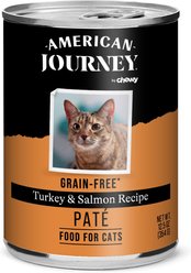 American Journey Pate Turkey & Salmon Recipe Grain-Free Canned Cat Food, 12.5-oz can, case of 12