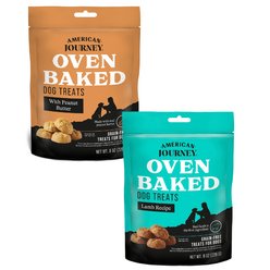 American Journey Peanut Butter Recipe Grain-Free Oven Baked Crunchy Biscuit Dog Treats, 8-oz bag + American Journey Lamb Recipe Grain-Free Oven Baked Crunchy Biscuit Dog Treats, 8-oz