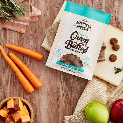 Show full view: American Journey Peanut Butter Recipe Grain-Free Oven Baked Crunchy Biscuit Dog Treats, 8-oz bag + American Journey Lamb Recipe Grain-Free Oven Baked Crunchy Biscuit Dog Treats, 8-oz slide 7 of 9