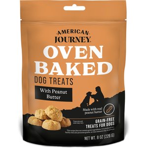 American Journey Peanut Butter Recipe Grain-Free Oven Baked Crunchy Biscuit Dog Treats, 8-oz bag