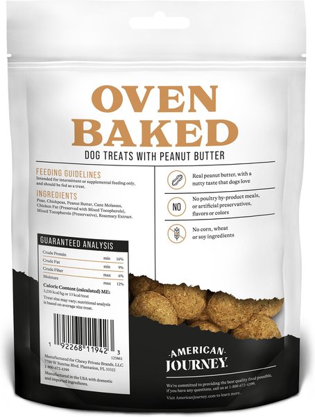 Show full view: American Journey Peanut Butter Recipe Grain-Free Oven Baked Crunchy Biscuit Dog Treats, 8-oz bag slide 3 of 10