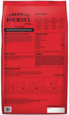 Show full view: American Journey Poultry & Beef Variety Pack Canned Dog Food +Protein & Grains Beef, Brown Rice & Vegetables Recipe Dry Food slide 3 of 9