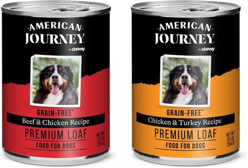 Show full view: American Journey Poultry & Beef Variety Pack Grain-Free Canned Dog Food, 12.5-oz can, bundle of 24  slide 3 of 12
