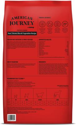 Show full view: American Journey Protein & Grains Beef, Brown Rice & Vegetables Recipe Dry Dog Food, 14-lb bag slide 3 of 12