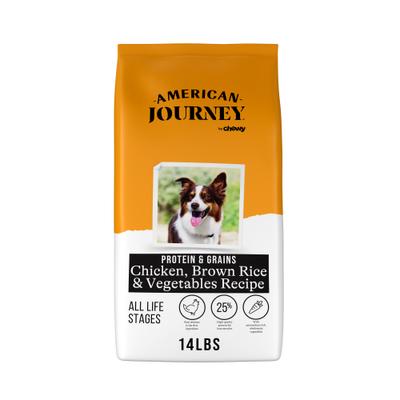 Show full view: American Journey Protein & Grains Chicken, Brown Rice & Vegetables Recipe Dry Dog Food, 14-lb bag slide 1 of 12