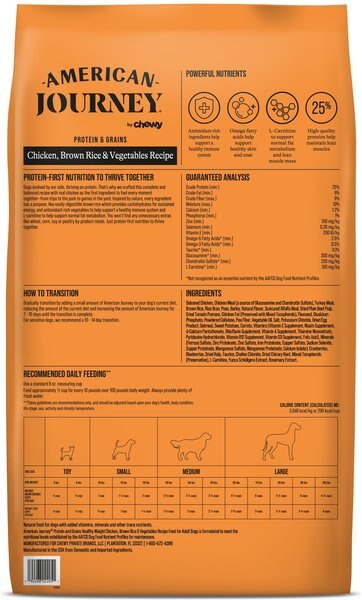 American Journey Protein & Grains Healthy Weight Chicken, Brown Rice & Vegetables Recipe Dry Dog Food