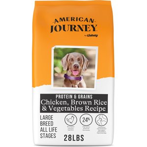 American Journey Protein & Grains Large Breed Chicken, Brown Rice & Vegetables Recipe Dry Dog Food, 28-lb bag
