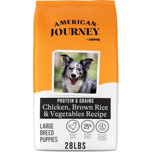 American Journey Protein & Grains Large Breed Puppy Chicken, Brown Rice & Vegetables Recipe Dry Dog Food, 28-lb bag
