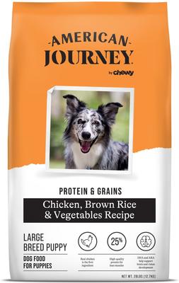 Show full view: American Journey Protein & Grains Large Breed Puppy Chicken, Brown Rice & Vegetables Recipe Dry Food + Beef Recipe Grain-Free Soft & Chewy Training Bits Dog Treats slide 6 of 9