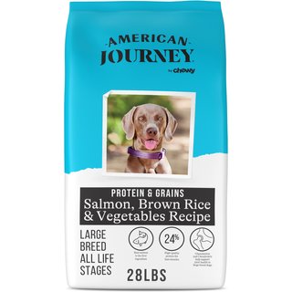 American Journey Protein & Grains Large Breed Salmon, Brown Rice & Vegetables Recipe Dry Dog Food, 28-lb bag slide 1 of 9